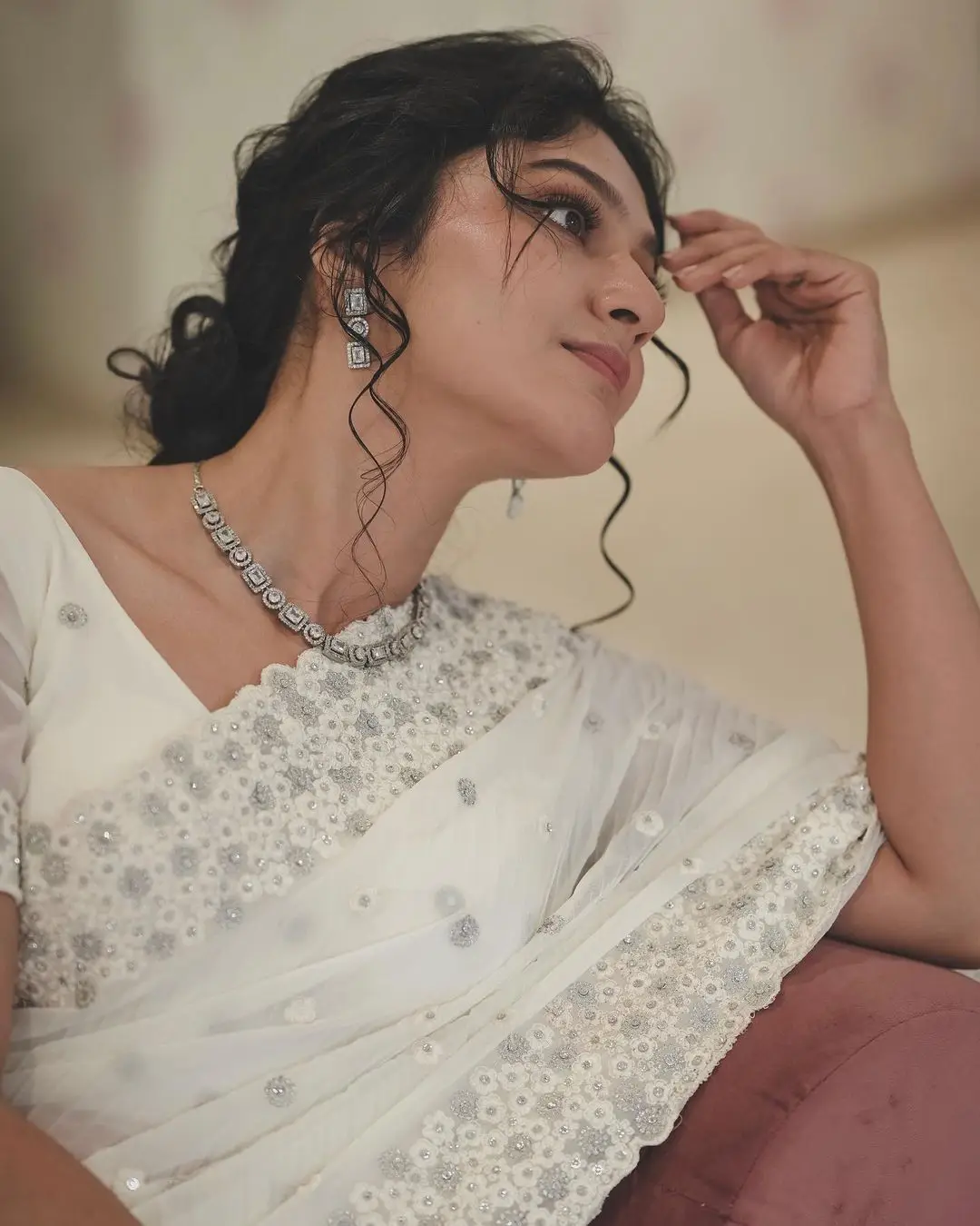 Malayalam Actress Anarkali Nazar Photos in White Saree